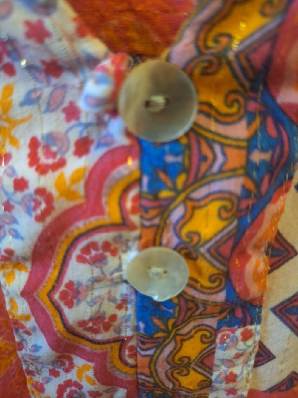 Multi-Color Metallic Rayon Soft Blouse with Jazzy Design Size Large - Picture 2 of 6